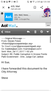 a email poloni to court stating he referred matter to city attorney scrn